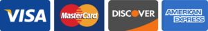 Visa, MasterCard, Discover, American Express logos